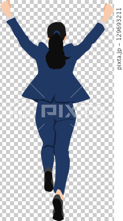 走るビジネスウーマンのイラスト	 129693211