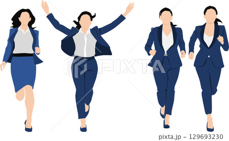 走るビジネスウーマンのイラスト 走るビジネスウーマンのイラスト 129693230