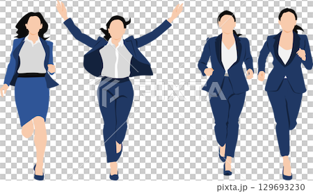 走るビジネスウーマンのイラスト 走るビジネスウーマンのイラスト 129693230