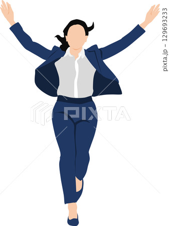 走るビジネスウーマンのイラスト	 129693233