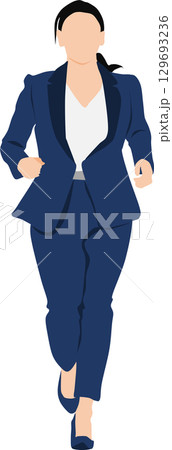 走るビジネスウーマンのイラスト	 129693236