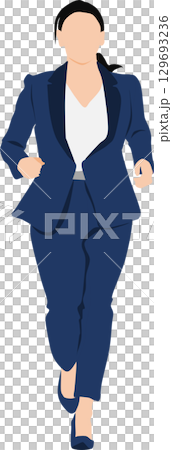 走るビジネスウーマンのイラスト	 129693236