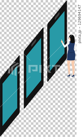 スマホを操作する女性のイラスト 129694147