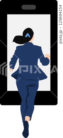 スマホを操作する女性のイラスト スマホを操作する女性のイラスト 129694154