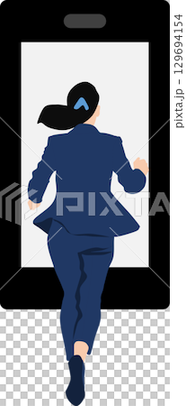 スマホを操作する女性のイラスト スマホを操作する女性のイラスト 129694154