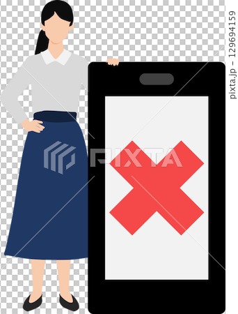 Illustration of a woman operating a smartphone Illustration of a woman operating a smartphone 129694159