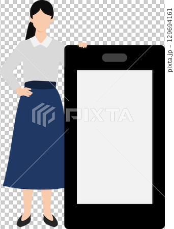 操作智能手機的婦女的例證 操作智能手機的婦女的例證 129694161