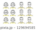 いろいろな表情のシニア男女イラストセット 129694585