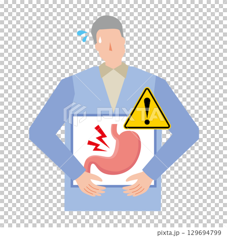 Man with upset stomach 129694799