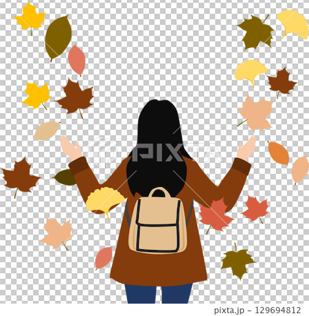 秋の落ち葉のイラスト 秋の落ち葉のイラスト 129694812