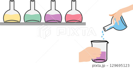 実験するグラフィック素材イラスト	 129695123