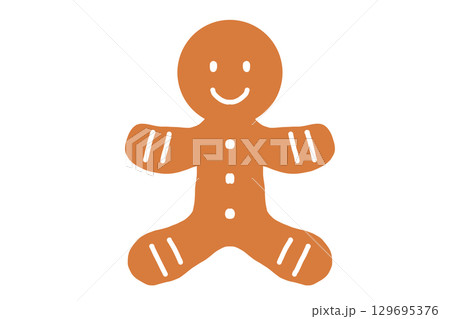 クリスマス用かわいいジンジャーブレッドマンのイラスト 129695376