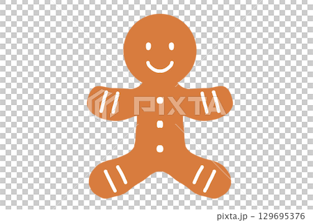 クリスマス用かわいいジンジャーブレッドマンのイラスト 129695376