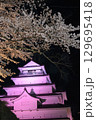 鶴ヶ城ライトアップと桜 129695418