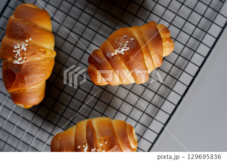 Japanese Croissant Shaped Salty Buttery Bread (Shio Pan) Japanese Croissant Shaped Salty Buttery Bread (Shio Pan) 129695836