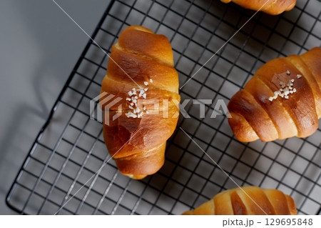 Japanese Croissant Shaped Salty Buttery Bread (Shio Pan) 129695848