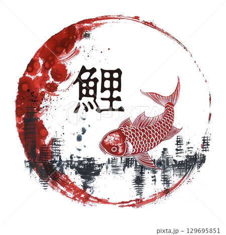 日本東京の和風風景イラスト　AI生成 129695851