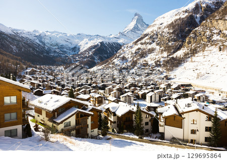 View of the Matterhorn during the day in winter. Zermatt, Switzerland 129695864
