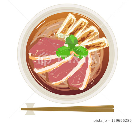 鴨南蛮そば 上から 鴨南蛮そば 上から 129696289