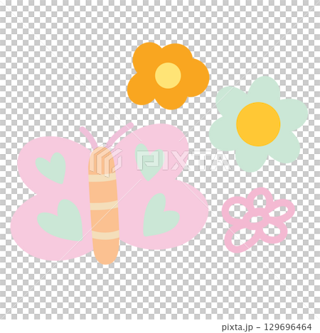 Pastel butterfly and flowers for animal, icon, decorations, spring, summer, picnic, park, outdoor, sticker, tattoo, print, plants, tree, nature, garden, shirt print, brooch, cute patch, kids, children Pastel butterfly and flowers for animal, icon, decorations, spring, summer, picnic, park, outdoor, sticker, tattoo, print, plants, tree, nature, garden, shirt print, brooch, cute patch, kids, children 129696464