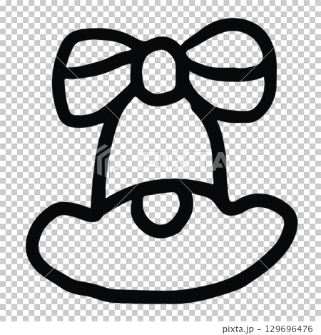Hand drawn Christmas bell with ribbon outline for kid colouring book, Christmas and New Year decoration, ornament, card print, sticker, festive winter, shirt print, happy holidays, department store Hand drawn Christmas bell with ribbon outline for kid colouring book, Christmas and New Year decoration, ornament, card print, sticker, festive winter, shirt print, happy holidays, department store 129696476