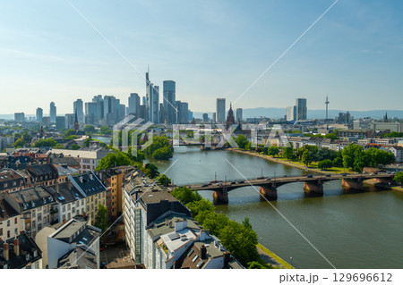 Frankfurt am Main Downtown City Skyline. Aerial View. Hesse, Germany Frankfurt am Main Downtown City Skyline. Aerial View. Hesse, Germany 129696612