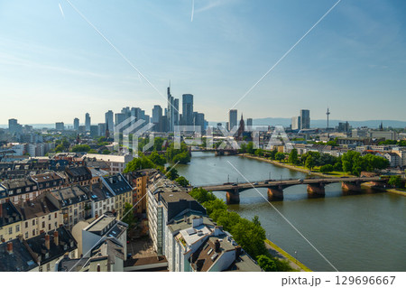 Frankfurt am Main Downtown City Skyline. Aerial View. Hesse, Germany 129696667