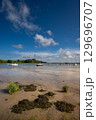 River Deben at low tide with small boats on a sunny day. View near the historic town of Woodbridge in Suffolk, UK. 129696707