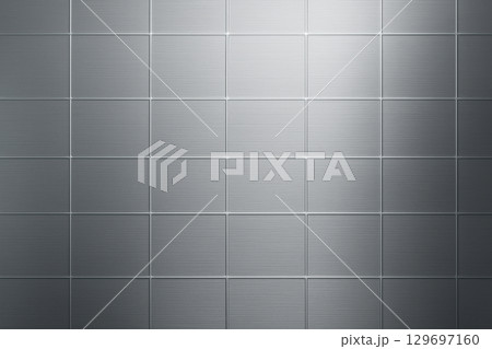 シルバーのグリッド模様が広がる抽象的な背景 129697160