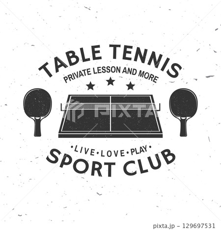 Table tennis academy badge, emblem. Vector. For table tennis logotype templates and badges. Place to promote health and friendship 129697531