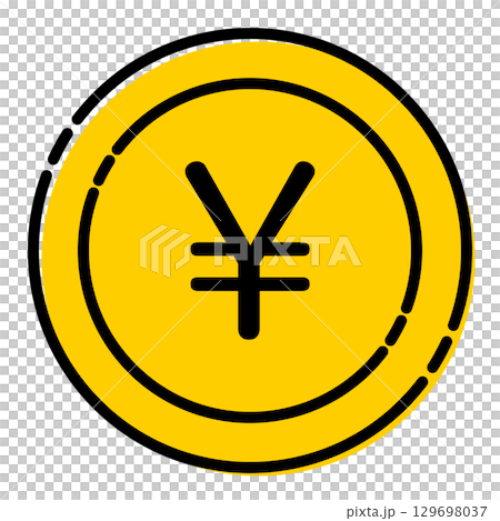日元硬幣圖示插畫簡單向量素材黃金 129698037