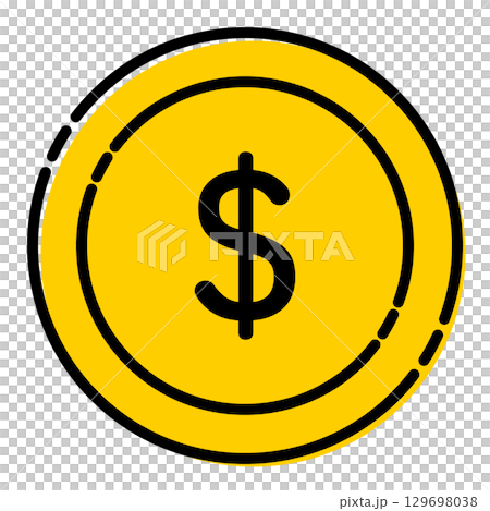美元硬幣圖示插畫簡單向量素材黃金 129698038