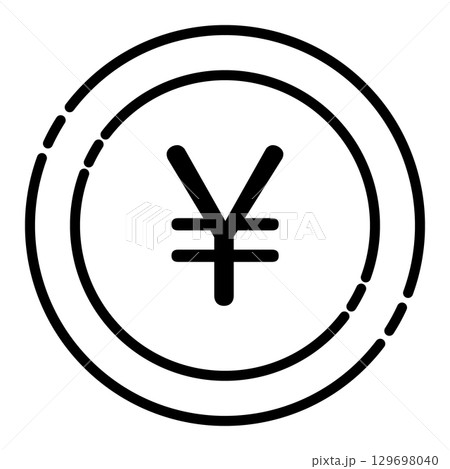 円コインアイコン イラスト シンプル ベクター素材 モノクロ 129698040