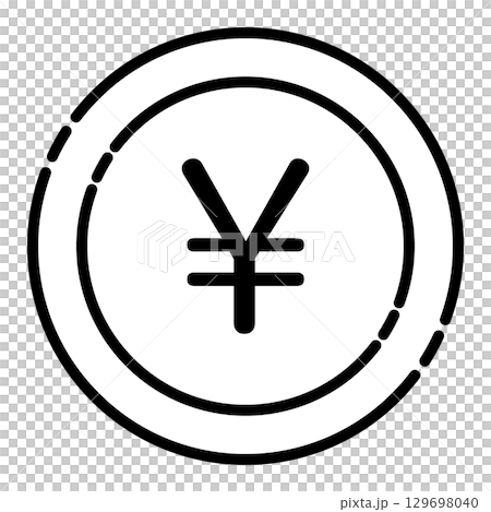日元硬幣圖示插畫簡單向量素材單色 129698040