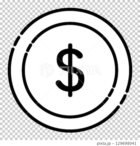 美元硬幣圖示插畫簡單向量素材單色 129698041
