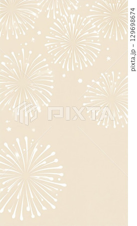 Beige Background with White Firework Illustration for Celebrations and Festivities Beige Background with White Firework Illustration for Celebrations and Festivities 129698674