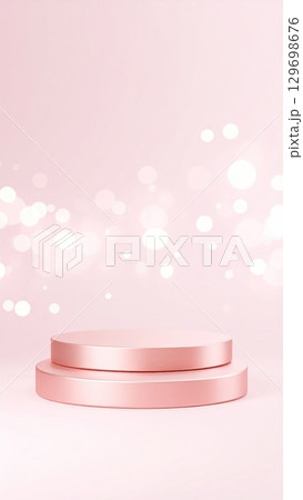 Two Tiered Pink Podium with Bokeh Lights for Product Display Background Two Tiered Pink Podium with Bokeh Lights for Product Display Background 129698676