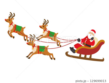 クリスマス素材 ソリに乗るサンタクロース クリスマス素材 ソリに乗るサンタクロース 129699013