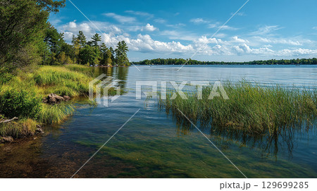 穏やかな湖畔の風景 穏やかな湖畔の風景 129699285