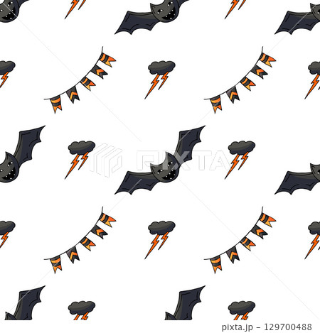 Halloween seamless pattern in hand draw style 129700488