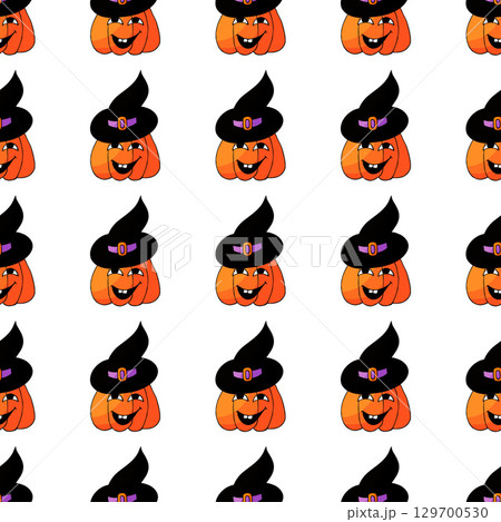 Halloween seamless pattern in hand draw style Halloween seamless pattern in hand draw style 129700530
