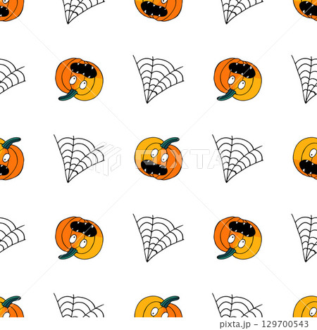 Halloween seamless pattern in hand draw style Halloween seamless pattern in hand draw style 129700543