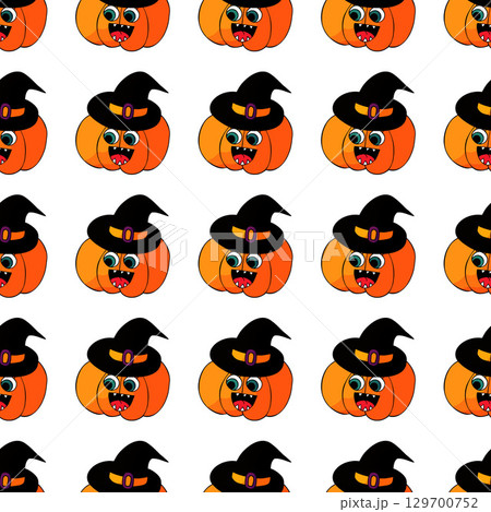 Halloween seamless pattern in hand draw style Halloween seamless pattern in hand draw style 129700752