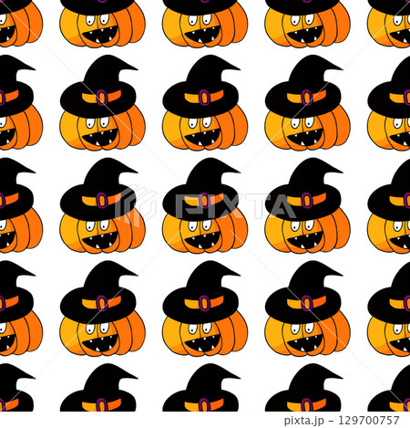 Halloween seamless pattern in hand draw style 129700757