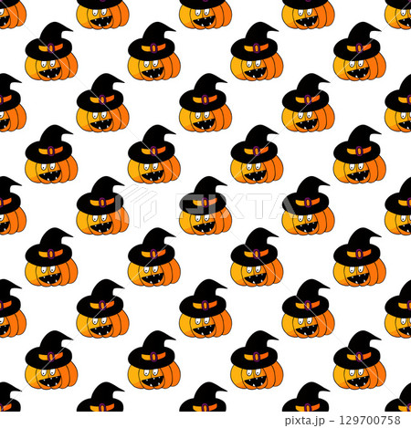 Halloween seamless pattern in hand draw style Halloween seamless pattern in hand draw style 129700758