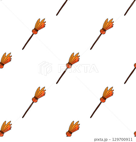 Halloween seamless pattern in hand draw style 129700911