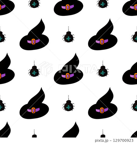Halloween seamless pattern in hand draw style Halloween seamless pattern in hand draw style 129700923