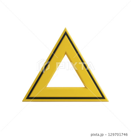 Yellow triangular warning sign with black border, symbolizing caution or alert. design is simple and clear, often used for safety notifications or hazard warnings 129701746
