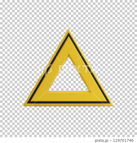 Yellow triangular warning sign with black border, symbolizing caution or alert. design is simple and clear, often used for safety notifications or hazard warnings 129701746