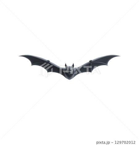 Black bat with outstretched wings is depicted against transparency background, showcasing its sleek and mysterious appearance. bat wings are detailed, emphasizing its nocturnal nature Black bat with outstretched wings is depicted against transparency background, showcasing its sleek and mysterious appearance. bat wings are detailed, emphasizing its nocturnal nature 129702012